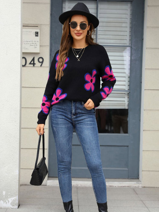 Flower Print Sweater