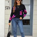 XL Black Flower Print Sweater
