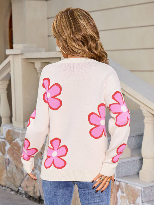 Flower Print Sweater