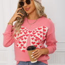 Medium Pink Heart Pattern Filled Bow Sweater