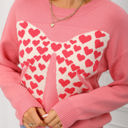 XL Pink Heart Pattern Filled Bow Sweater
