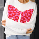 Small White Heart Pattern Filled Bow Sweater