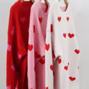 Heart Print Sweater