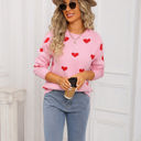 Large Pink Heart Print Sweater