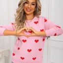 Large Pink Heart Print Sweater