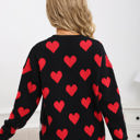 Large Black Contrast Heart Print Sweater