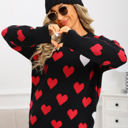 Medium Black Contrast Heart Print Sweater