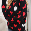 Medium Black Contrast Heart Print Sweater