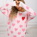 Large Pink Contrast Heart Print Sweater