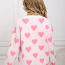 XL Pink Contrast Heart Print Sweater