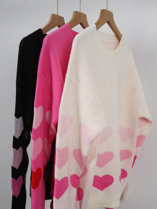Ombre Heart Print Sweater