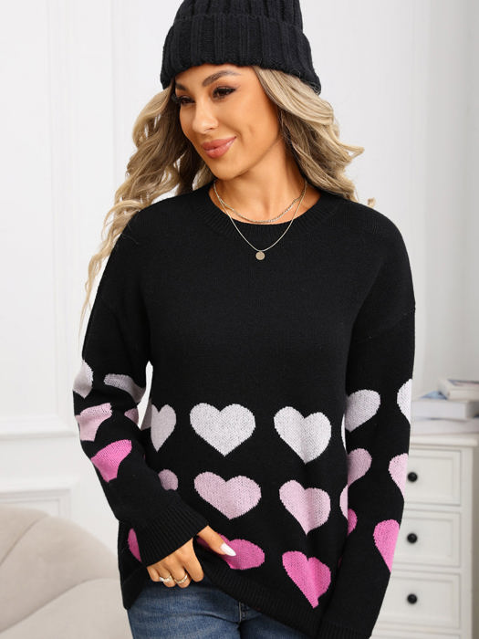 Ombre Heart Print Sweater