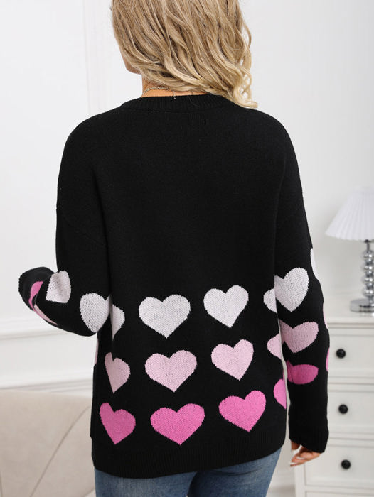 Ombre Heart Print Sweater