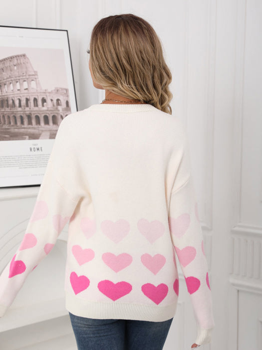 Ombre Heart Print Sweater
