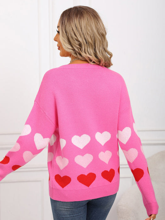 Ombre Heart Print Sweater
