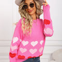 XL Pink Ombre Heart Print Sweater