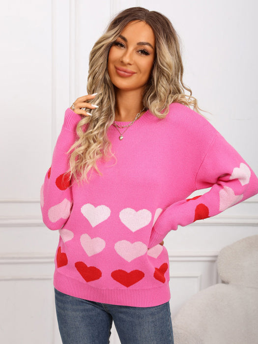 Ombre Heart Print Sweater