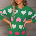 Medium Green Colorful Heart Sweater
