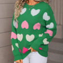 Medium Green Colorful Heart Sweater