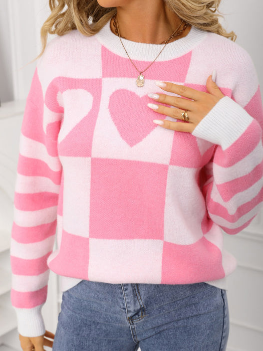Heart Checker & Stripe Sweater