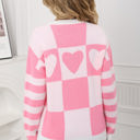 Large Pink Heart Checker & Stripe Sweater