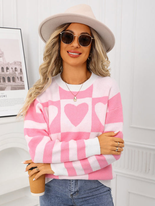 Heart Checker & Stripe Sweater