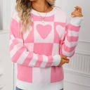 Small Pink Heart Checker & Stripe Sweater