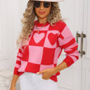 Medium Red Heart Checker & Stripe Sweater