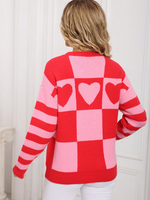 Heart Checker & Stripe Sweater