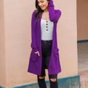 Purple 1X Long Pocket Cardigan