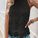 Small Black Open Lace Halter Neck Tank Top