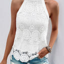 Small Black Open Lace Halter Neck Tank Top