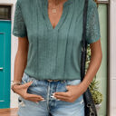 Large Pleated Front Lace Sleeve Top