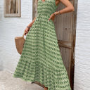 Small Green Vneck Patterned Maxi Dress