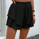Small Black Textured Ruffle Shorts