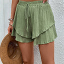 Small Green Textured Ruffle Shorts