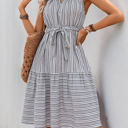  Belted Striped Tank Dress