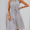 Small Belted Striped Tank Dress