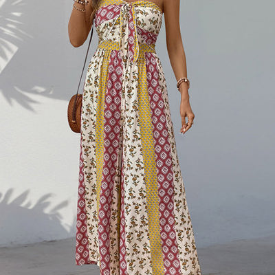 Patterned Strapless Jumpsuit
