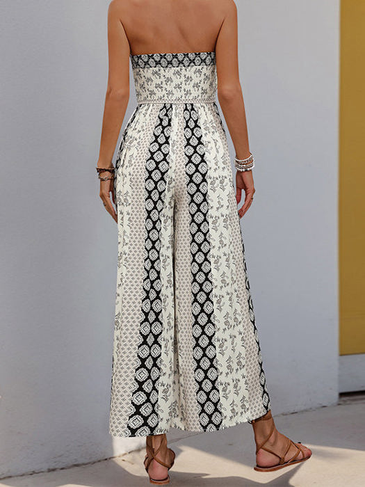 Patterned Strapless Jumpsuit