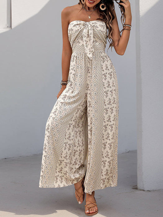 Patterned Strapless Jumpsuit