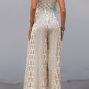 Small Tan Patterned Strapless Jumpsuit