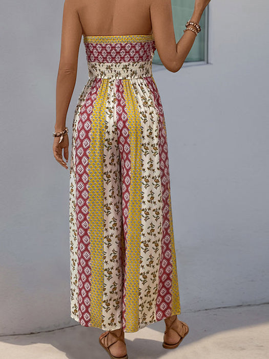Patterned Strapless Jumpsuit