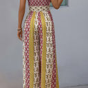 Small Yellow Red Patterned Strapless Jumpsuit
