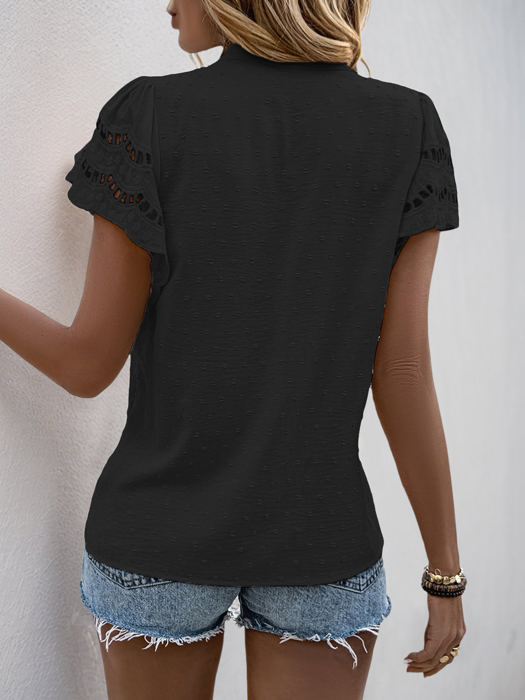 Eyelet Ruffle Sleeve Top