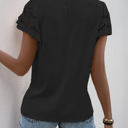 Small Black Eyelet Ruffle Sleeve Top