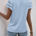 Small Blue Eyelet Ruffle Sleeve Top