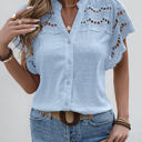 Small Blue Eyelet Ruffle Sleeve Top