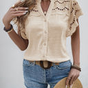 Small Tan Eyelet Ruffle Sleeve Top