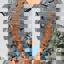  Knit Striped Flutter Sleeve Top